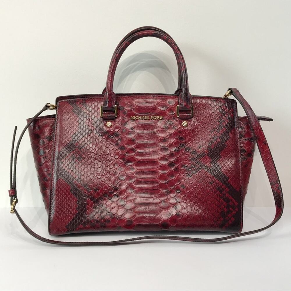 Michael Michael Kors Red Python Embossed Leather … - image 1